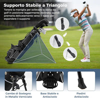 Sacca da Golf con Supporto, Borsa da Golf a 4 Scomparti con 4 Tasche con Cerniera, Borsa Frigo, Tracolla Doppia, Cappuccio Antipioggia, Supporto per Ombrellone