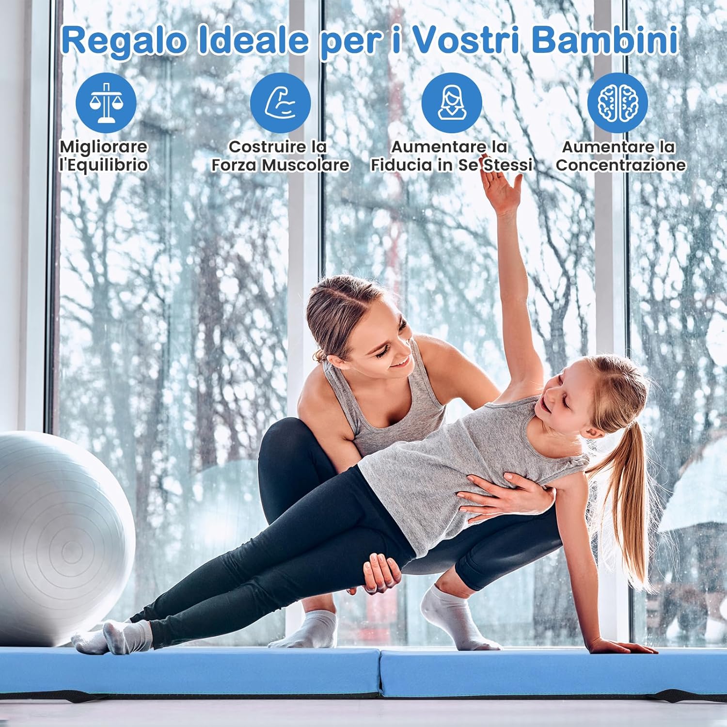 Trave Ginnastica Artistica per Bambini 210 cm, Trave di Equilibrio Pieghevole e Portatile per Casa con Manici, Copertura in Suede Rimovibile e Fondo Antiscivolo