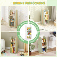Scaffale Rotante per Bambini, Organizzatore per Giocattoli a 5 Ripiani, Mensola Girevole a 360° per Angolo, Scaffale da Terra per Camera dei Bambini Sala Giochi Asilo, 47,5x47,5x96 cm