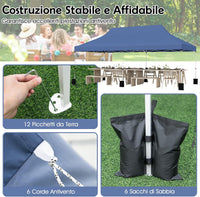 Gazebo Pieghevole da Giardino 3 x 6m, Gazebo Pop-up con Borsa da Trasporto, Regolabile in Altezza, per Feste (Blu)