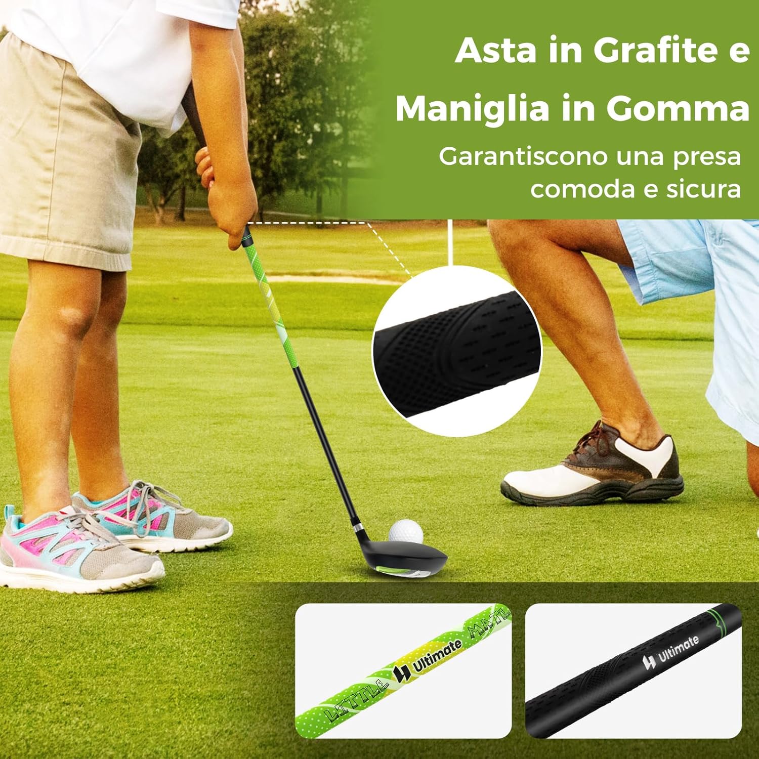 Set di Mazze da Golf per Bambini 8-10 Anni, Set Allenamento Golf con Sacca da Golf, Fodera Impermeabile, Driver 1, Ferro 7, Ferro S e Putter per Bambini e Bambine, Destrorso