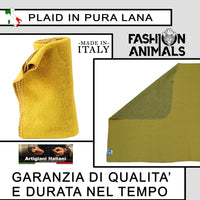 Plaid per cani e gatti - 100% Lana - Coperta morbida e lavabile 150x100 cm - Elegante e resistente - Made in Italy (Senape)