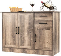 Credenza da Cucina, Mobile Buffet da Terra con 2 Cassetti, 3 Ante e 1 Ripiano Regolabile, per Sala da Pranzo, Cucina, Salotto, Ingresso, Grigio