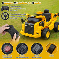 12V Caterpillar Veicolo da Costruzione Elettrico, Macchina Elettrica per Bambini con Telecomando Paletta e Cassone Basculante, 3-4 km/h, per Bambini 3-6 Anni