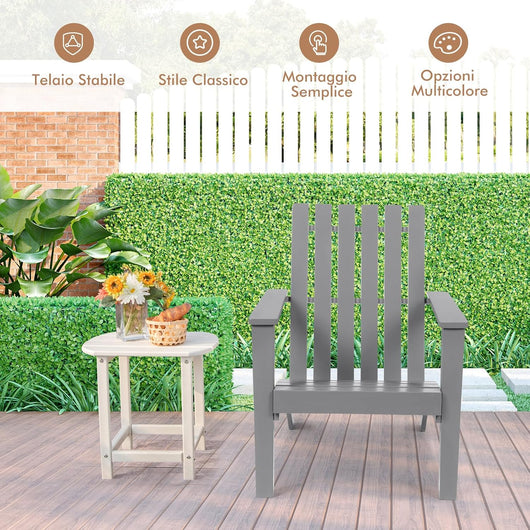 Sedia da Giardino in Legno, Sedia Bassa con Braccioli da esterno, Poltrone per Cortile, Piscina, Balcone e Giardino, Capacità di Carico 160 kg, 73 x 68 x 85cm (Grigio)