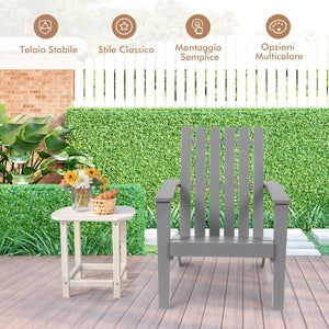 Sedia da Giardino in Legno, Sedia Bassa con Braccioli da esterno, Poltrone per Cortile, Piscina, Balcone e Giardino, Capacità di Carico 160 kg, 73 x 68 x 85cm (Grigio)