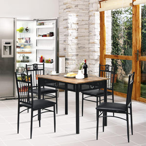 Set Tavolo e Sedie da Pranzo 5 Pezzi, Tavolo Cucina Rettangolare 110 cm con Sedie Imbottite per 4 Persone, Set Mobili Salvaspazio per Soggiorno Cucina Bar Ristorante (nero)