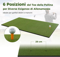 Tappeto da Allenamento Golf 3-in-1, Tappetino da Allenamento in Erba Sintetica con 2 Punte da Golf, 2 Aste di Allineamento e 3 Fori Preforati per le Punte