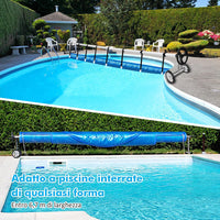 Rullo Avvolgitore per Piscina, Avvolgitore Telo Piscina 7 M Regolabile con Ruote in Gomma, Avvolgitore per Piscina in Alluminio