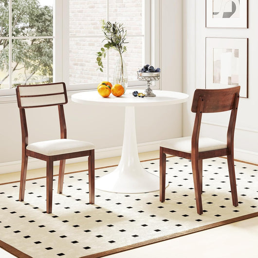 Set di 2 Sedie da Pranzo Moderne, Sedie Cucina in Tessuto con Schienale Inclinato, Gambe in Legno di Gomma e Seduta mbottita, Portata 180 kg, Ideale per Sala da Pranzo, Soggiorno (Marrone)
