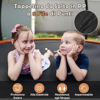 Trampolino Elastico per Bambini e Adulti 244 cm/305 cm/366 cm, Tappeto Elastico da Esterno con Rete di Sicurezza, Scala e Telaio in Acciaio Zincato Antiruggine
