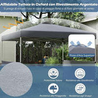 Gazebo Pieghevole 3 x 3 m da Esterno Impermeabile, Gazebo da Esterno con Borsa da Trasporto con Ruote, Tenda Pop-up Regolabile in Altezza per Giardino, Spiaggia, Feste e Barbecue (Grigio)