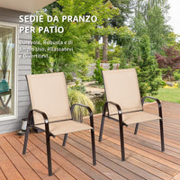 Set di 2 Sedie da Giardino, Sedie da Giardino per Patio in Textilene, con Braccioli Curvi, Telaio in Metallo, Sedia da Bistrot Portata 200 kg, Per Giardino Patio, 56 x 72 x 90 cm (Caffè)