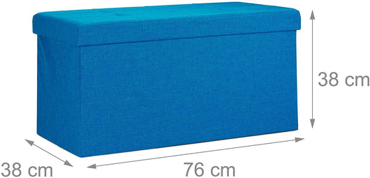 Panca sgabello pouf pieghevole cassapanca poggiapiedi 76 cm lino blu 13_0002337_2