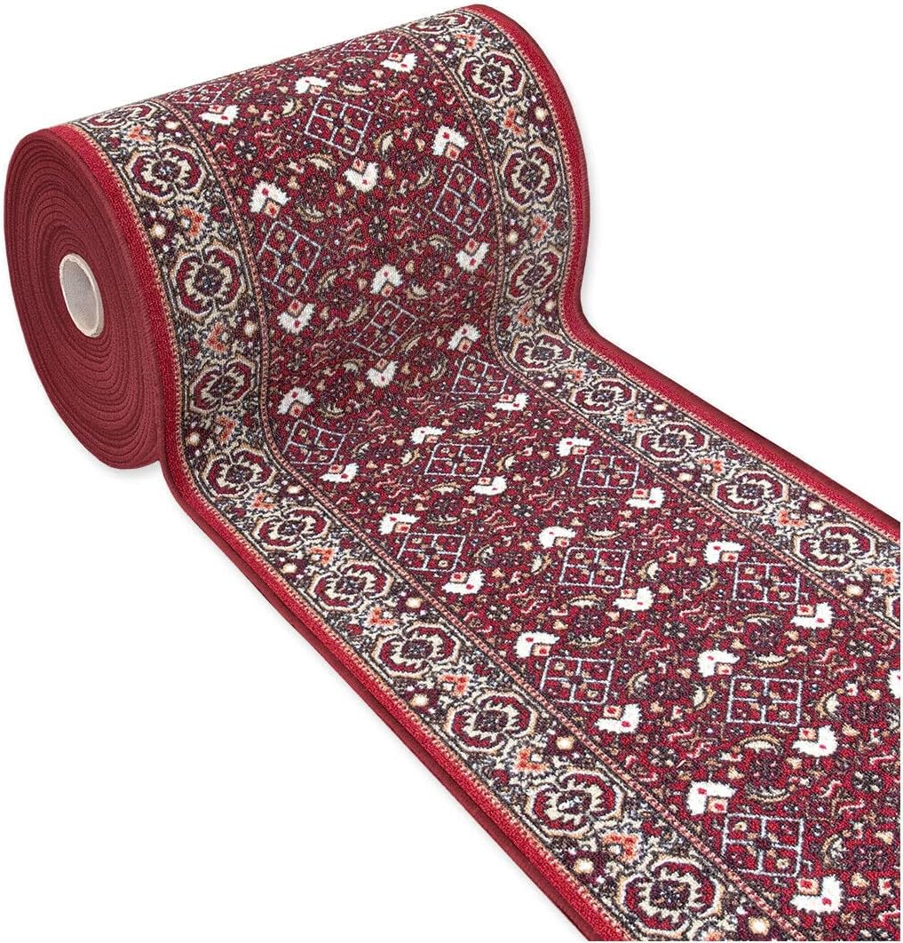 Passatoia Scala Bordata 67x600 cm Ingresso Corridoio Tappeto Cucina Gradini Bordeaux