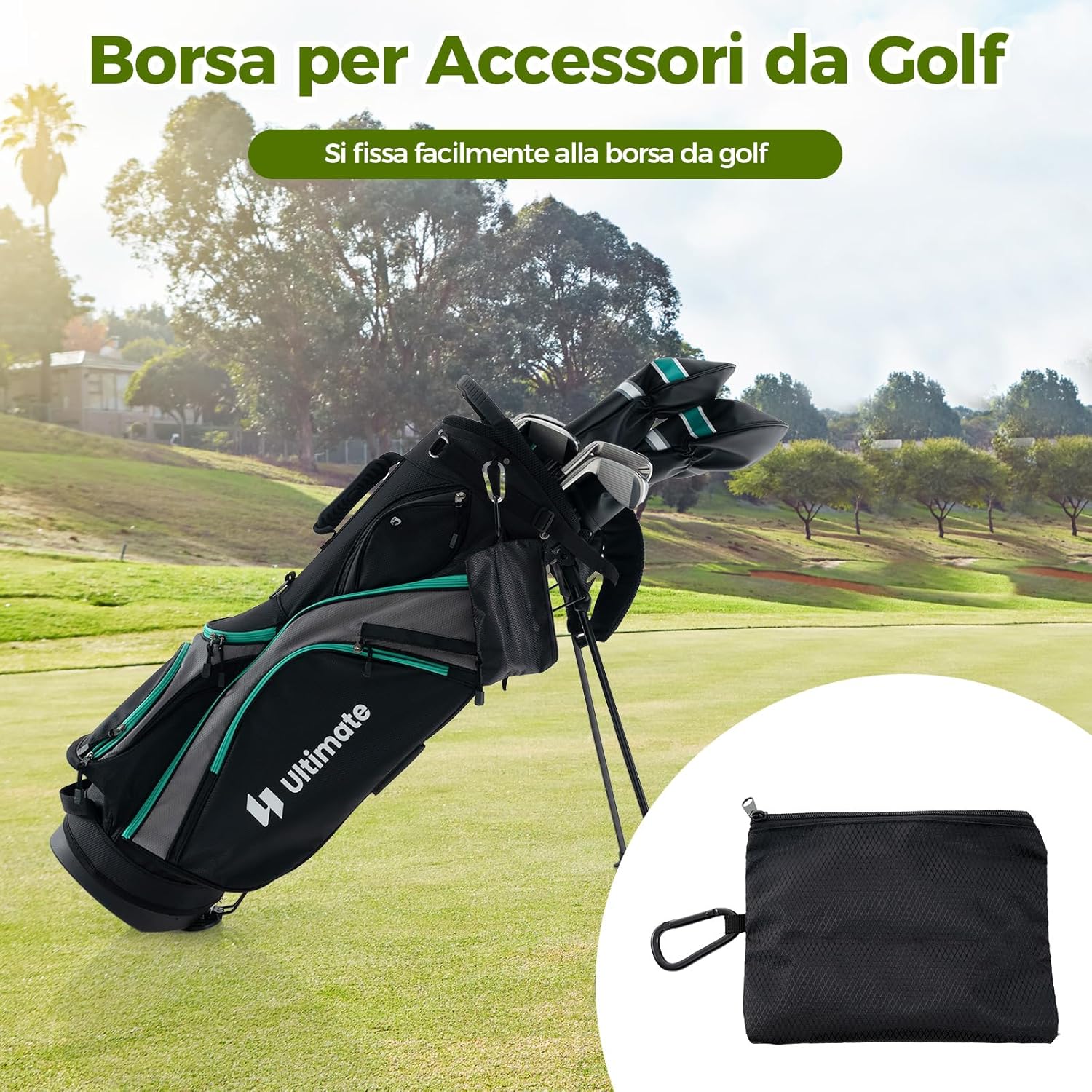 Set Completo da Golf, Tee da Golf, Asciugamano, Cintura da Golf, Cappello da Golf, Attrezzo per Divot, Segnapallina & Borsa Portaoggetti, Scatola Regalo Golf per Uomo e Donna