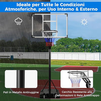 Canestro da Basket da Esterno per Adulti Professionale, Canestro da Basket Portatile e Regolabile 149-305 cm con Tabella Indistruttibile, 2 Ruote, Base Riempibile e Sacchetto di Pesi