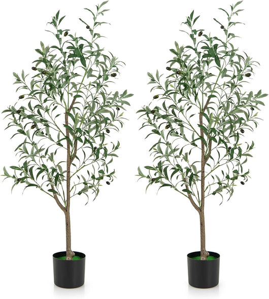 2 Pezzi Pianta Finta di Oliva 160 cm, Pianta Olivo Artificiale in Vaso Decorazione per Casa e Ufficio, Pianta Finta in PE con Frutti Realistici da Interno ed Esterno (2)