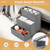 Scala per Cani, Rampe Pieghevole Antiscivolo per Animali Domestici con Scomparti di Stoccaggio per Giocattoli e Spuntini per Letti e Divani, Grigio (39 x 51 x 45cm)