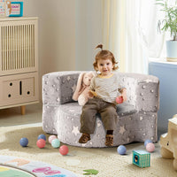 Divano in Schiuma Luminoso al Buio, Divano 2 in 1 per Bambini con Copertura Rimovibile e Lavabile, Poltrona per Bambini 3+ Anni per Cameretta e Soggiorno, 80 x 64 x 40 cm