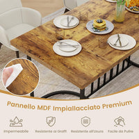 Tavolo da Pranzo 180 x 79 x 75 cm per 6-8 Persona, Tavolo Cucina Rettangolare in Legno con Struttura in Metallo, Mobile moderno per Sala da Pranzo e Ufficio, Capacità di Carico 135kg
