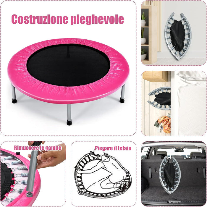 Mini Trampolino Elastico e Pieghevole, Capacità di Carico 150 kg, per Interno ed Esterno