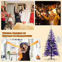 Albero di Natale Nero 183 cm, Albero di Natale Halloween con 791 Punte di Rami in PVC, 250 Luci LED e Ornamenti, Albero di Natale Artificiale con Luci per Casa, Ufficio e Scuola