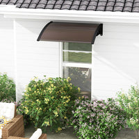 Tettoia per Porta Finestra, Pensilina Tettoia per Porta in Policarbonato, per Protezione da Sole, Pioggia, Neve, per Balcone, Finestre e Porte (122 x 99 x 28 cm,Marrone)