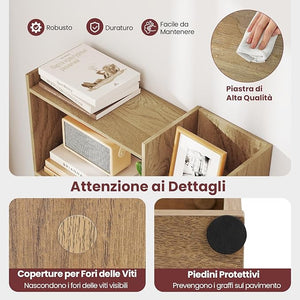 Libreria a 6 Ripiani, Scaffale Alto Salvaspazio in Legno, Libreria Moderna per Studio, Ufficio, Soggiorno e Camera da Letto, 69 x 22 x 163 cm (Naturale)