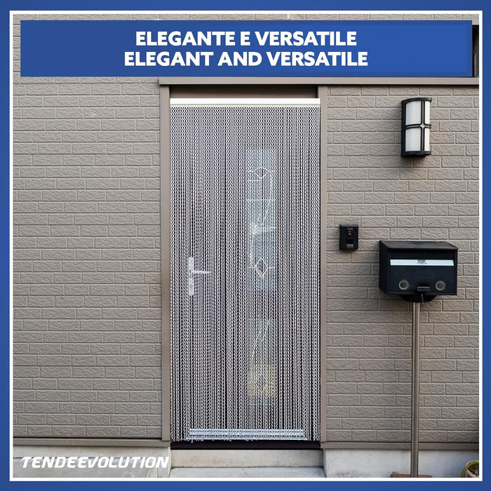 Tenda Catena Antimosche Alluminio Oro | Largh. 1,20m x Alt. 2,20m | Protezione Insetti, Porta, Esterno, Interno, Casa, Ufficio