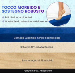 Trave Ginnastica Artistica per Casa 210/240 cm, Trave Pieghevole per Bambini con Maniglia, Base in Legno e Fondo Antiscivolo, Trave di Equilibrio da Pavimento