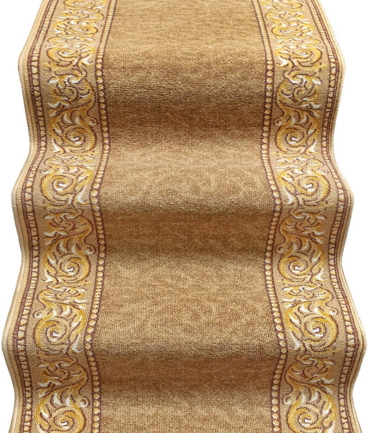 Passatoia Scala Bordata 67x300 cm Ingresso Corridoio Tappeto Cucina Gradini Stile Barocco Beige