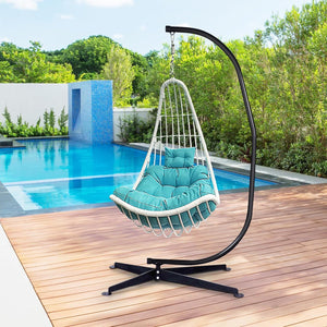 Supporto per Amaca a Sedia a Forma di C, Sostegno per Sedia in Acciaio, Carico Massimo di 150 kg, Nero (Solo Telaio, Senza Amaca a Sedia)