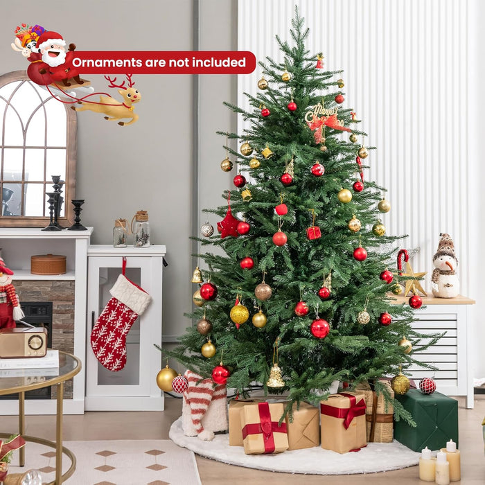 Albero di Natale 136/183 cm, Albero di Natale Artificiale Pre-Illuminato con 386/788 Rametti in PE e PVC, 180/280 Luci a LED Bianco Caldo e 8 Modalità di Illuminazione (136 cm)