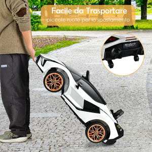 Macchina Elettrica Lamborghini per Bambini da 12V, Veicolo Elettrico con Luci LED MP3 Telecomando, Fino a 5km/h, +3 Anni (Bianco)