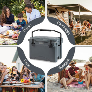 Frigorifero Portatile da 21 Litri, Frigorifero da Campeggio con Portabicchieri Integrati, Regolo e Apribottiglie, Freddo Fino 5-7 Giorni, per Barbecue, Campeggio, Picnic, Pesca