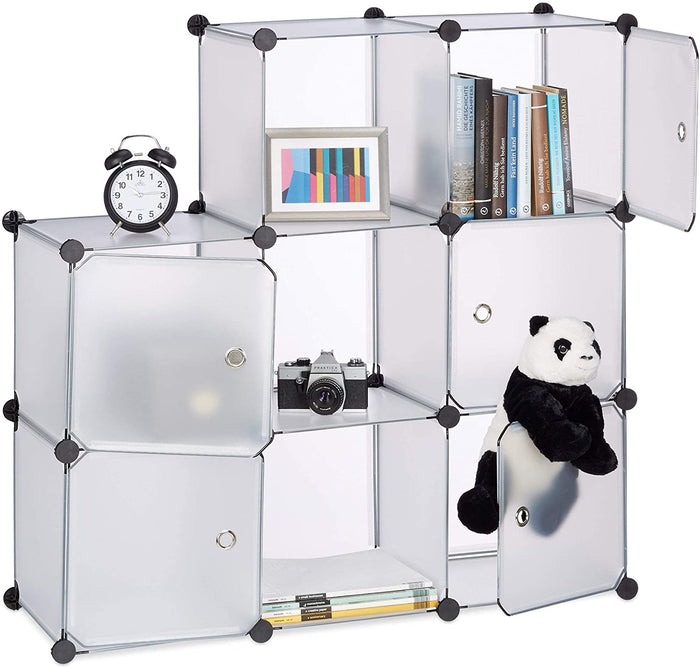 Ripiano portaoggetti 9 armadi con ante modulari in plastica Montaggio fai da te plug in libreria trasparente 13_0001190