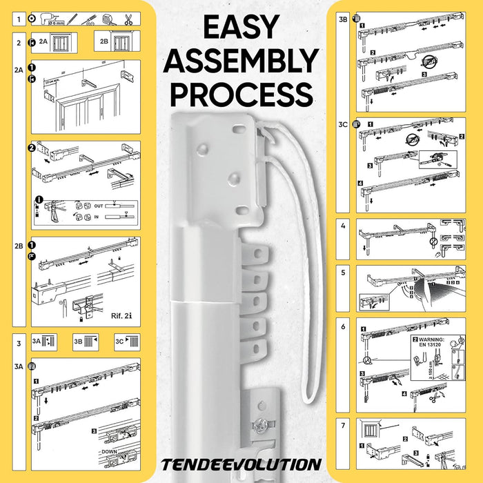 Binario estensibile a corda per tenda in ferro laccato bianco, Bastone estensibile da 213 a 400 CM