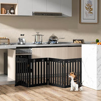 Cancelletto di Sicurezza Pieghevole, Barriera per Animali Domestici, in Legno, 4 Pannelli, 203 x 60 x 1,5 cm (Marrone)