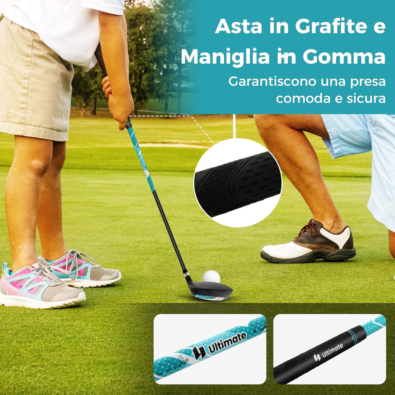 Set di Mazze da Golf per Bambini 5-7 Anni, Set Allenamento Golf con Sacca, Fodera Impermeabile, Legno di Fairway 3, Ferro 7, Ferro S e Putter per Bambini e Bambine, Destrorso