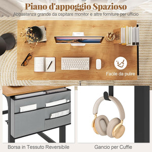 Scrivania per Ufficio e Casa, Scriviania con Ampio Piano e 4 Ruote Bloccabili, Scriviania per Computer di Metallo e Legno, 120 x 60 x 75 cm (Naturale)