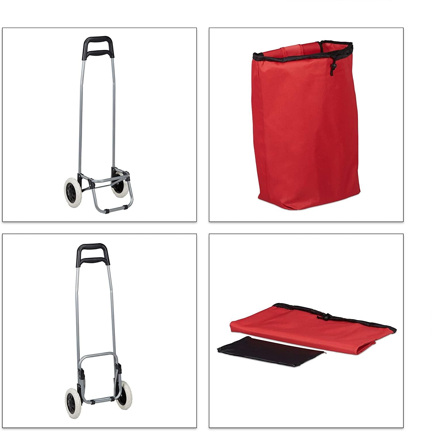 Carrello spesa pieghevole borsa estraibile carrello spesa 28 litri con ruote rosse 13_0000707_2