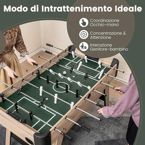Mini Calcio Balilla, Tavolo Calcio Balilla con 2 Palle e 26 Giocatori, 2 Segnatori, Gioco Calcistico con Livelli Regolabili per Sala Giochi Feste, 137x68x84,5 cm