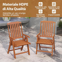 Sedia Esterno Pieghevole, Sedia Ergonomica in HDPE con Braccioli, Schienale Curvo e Seduta a Doghe, Poltrona Pranzo per Giardino Balcone Patio, Portata 150 kg (Marrone)