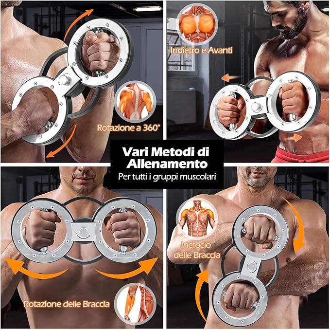Allenatore per la Forza delle Braccia a Rotazione 360°, Attrezzatura Brucia Grassi Muscolare Avambraccio da 5,4 kg con Resistenza Regolabile, Addestratore di Forza per Casa e Palestra