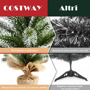Mini Albero di Natale 50 cm, Albero di Natale Piccolo con Rami in PE, Base Stabile di Cemento, per Casa, Ufficio e Negozio