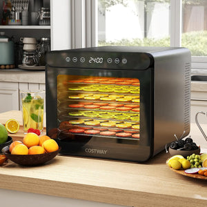 600W Essiccatore Alimentare, Disidratatore per Cibo in Acciaio Inox con 7 Vassoi Timer 24 Ore e Temperatura da 30-75℃, Accessori Inclusi, Disidratare per Carne Frutta Verdure