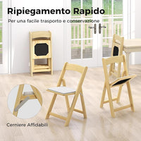 Set di 2 Sedie da Pranzo, Sedia da Cucina Pieghevole con Gambe in Legno di Gomma & Sedile Imbottito, Sedia Portatile per Matrimonio & Festa, Nessun Montaggio Richiesto, Portata 160 kg