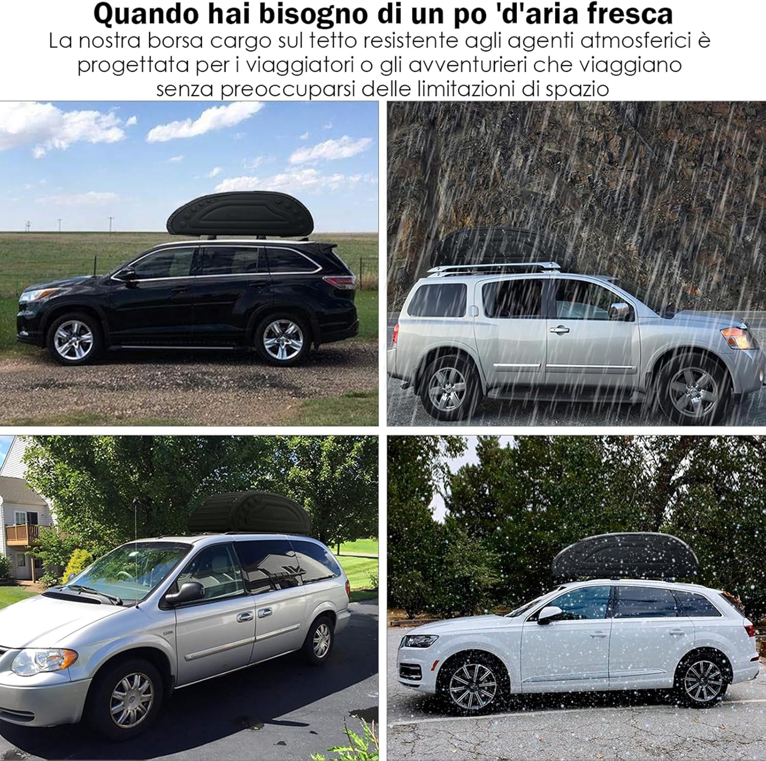 Borsa da Tetto per Auto, 400L, Borsa Portapacchi Universale Impermeabile, Pieghevole, Con 4 Cinghie Rinforzate e 4 Ganci Porta Nero