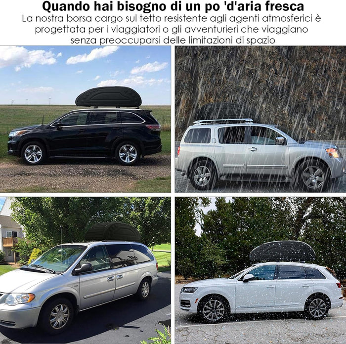 Borsa da Tetto per Auto, 400L, Borsa Portapacchi Universale Impermeabile, Pieghevole, Con 4 Cinghie Rinforzate e 4 Ganci Porta Nero
